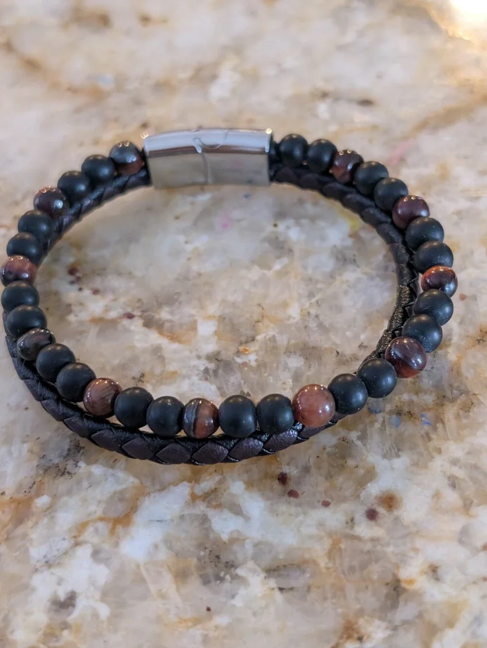 Stone & Braided Strap Bracelet